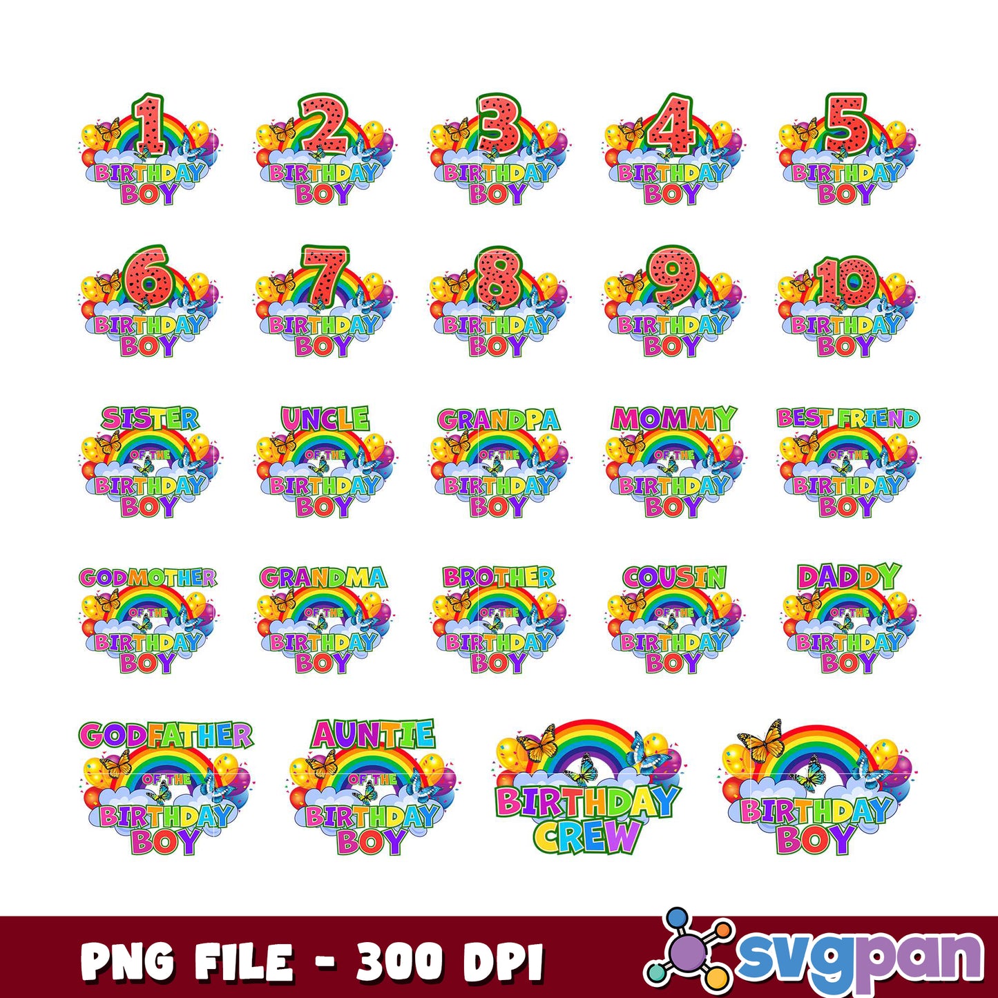 Birthday Boy PNG Bundle 1-10 & Family
