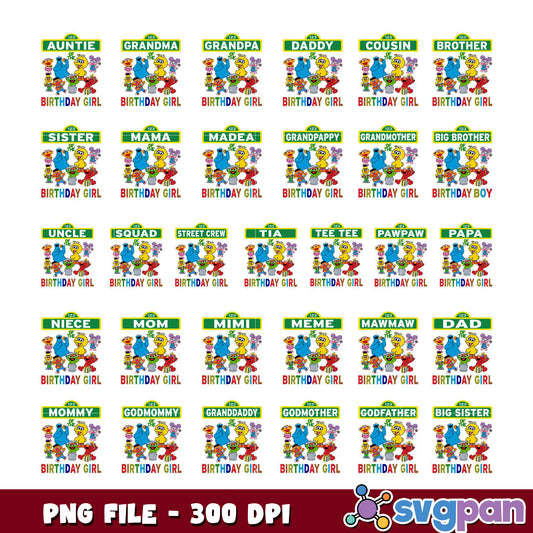Birthday Girl Labels Bundle PNG for Family Fun