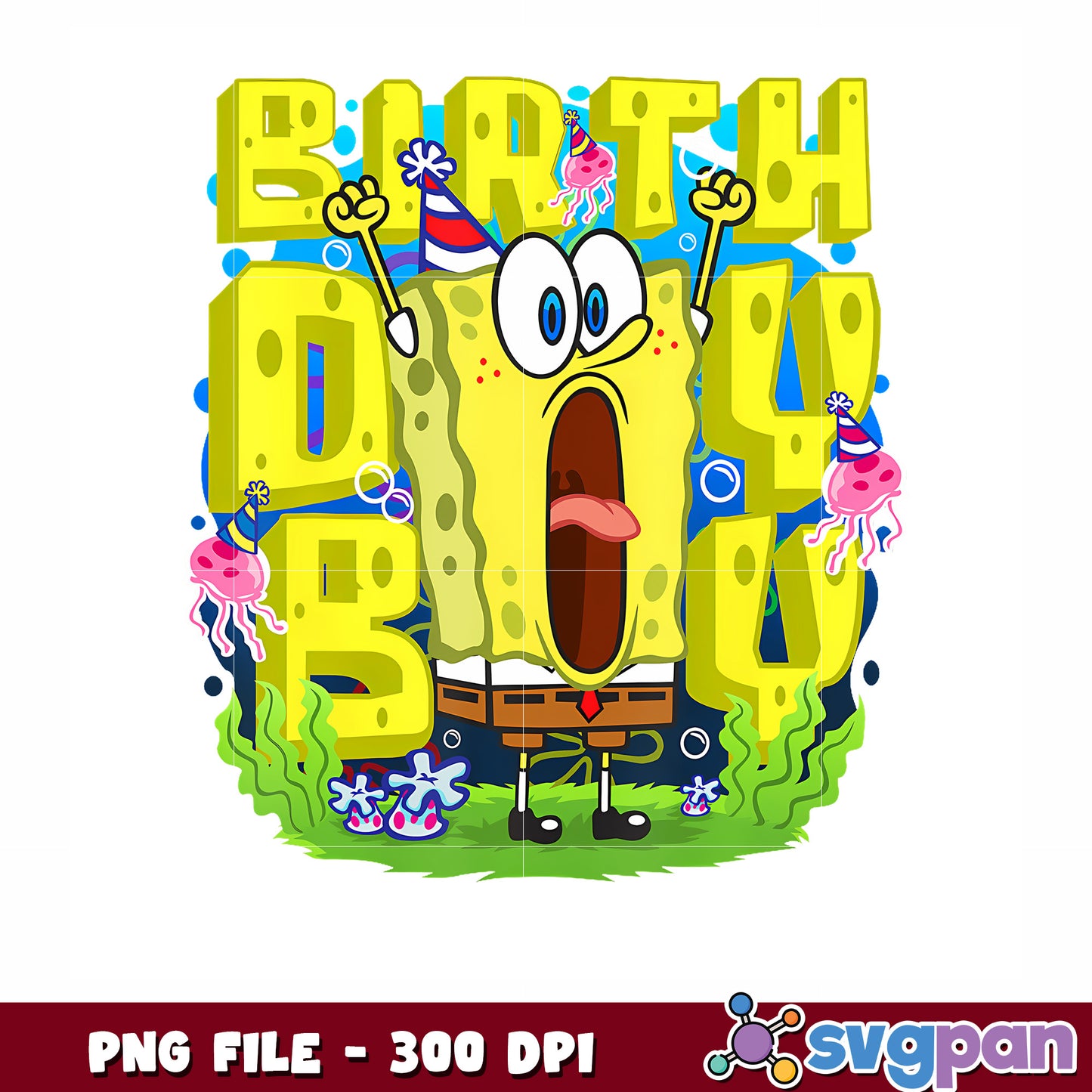 Birthday bow sponge bob png, funny cartoon png, playful spongebob png
