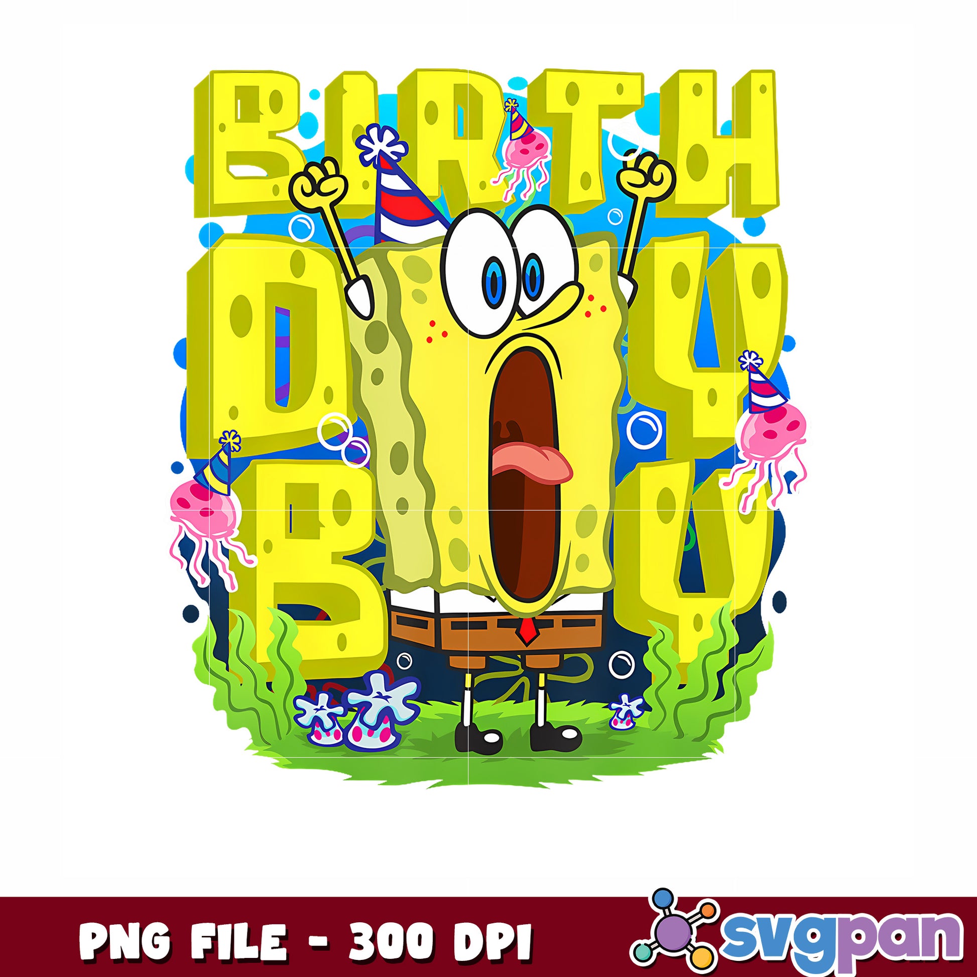 Birthday bow sponge bob png, funny cartoon png, playful spongebob png