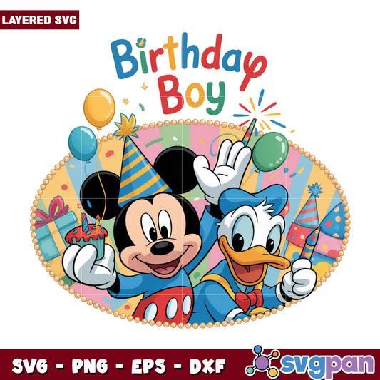 Birthday boy mickey and donald png, disney summer vacation png, disney princess​ png