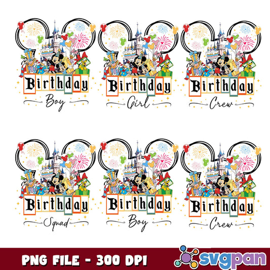 Birthday boy mickey castle png bundle