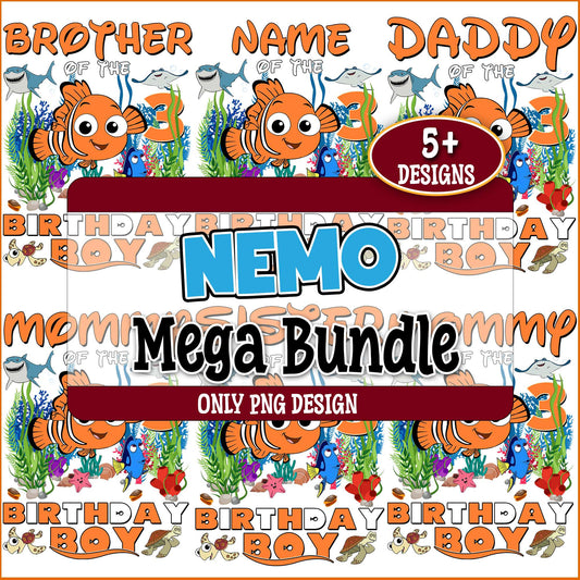 Birthday boys nemo png bundle