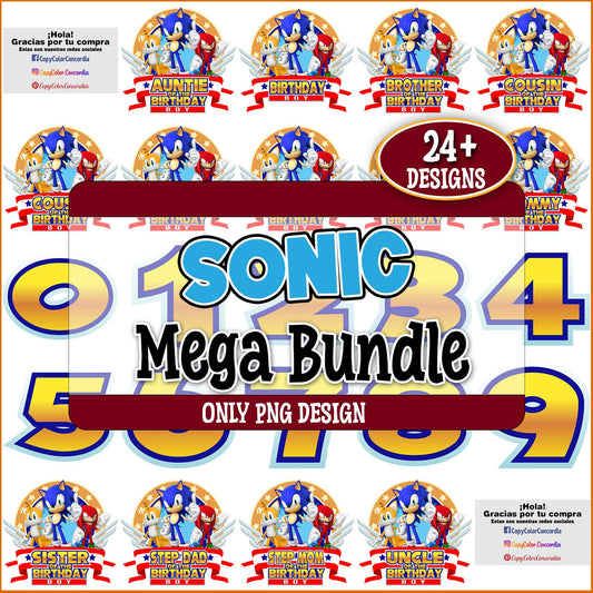 Birthday boy sonic png bundle