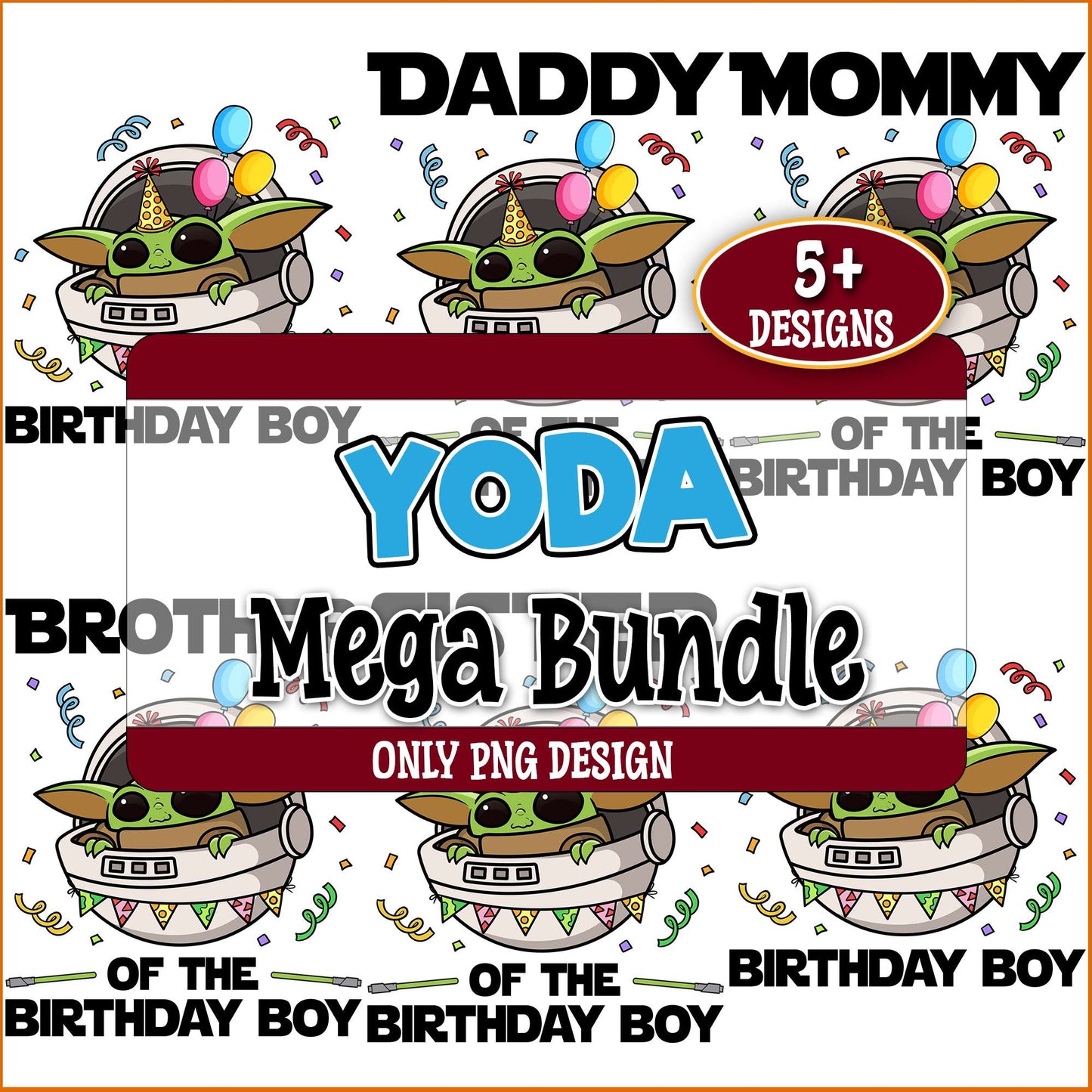 Birthday boy yoda png bundle, happy birthday png, baby yoda costume png