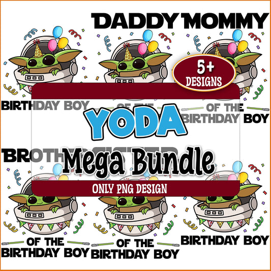 Birthday boy yoda png bundle, happy birthday png, baby yoda costume png