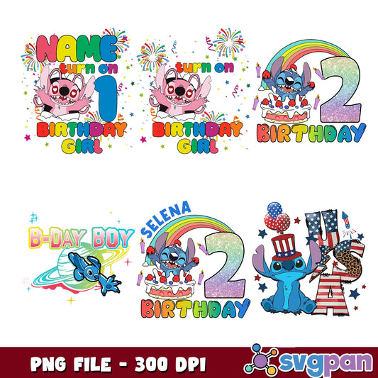 Birthday design stitch png bundle