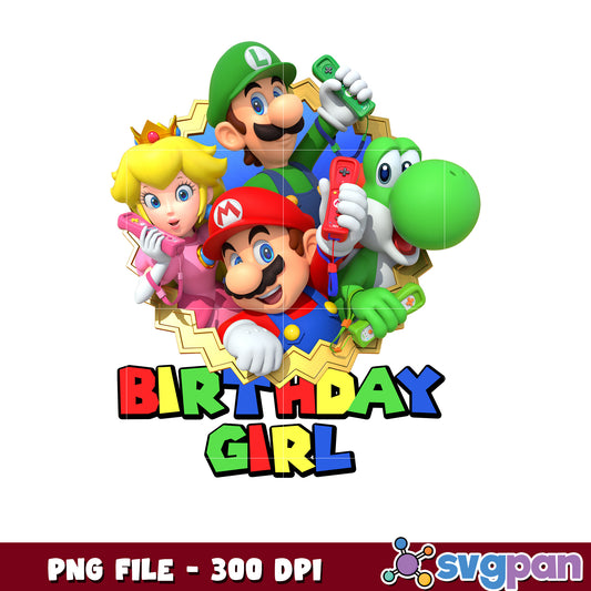 Birthday girl png, super mario png, mario characters png