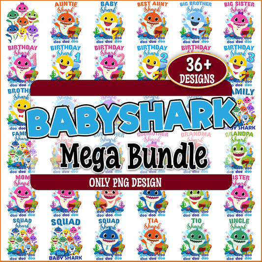 Birthday shark png bundle