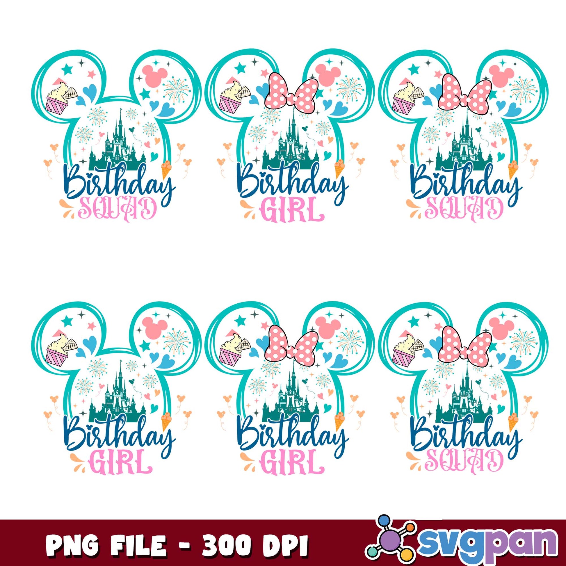 Birthday squad mickey png bundle