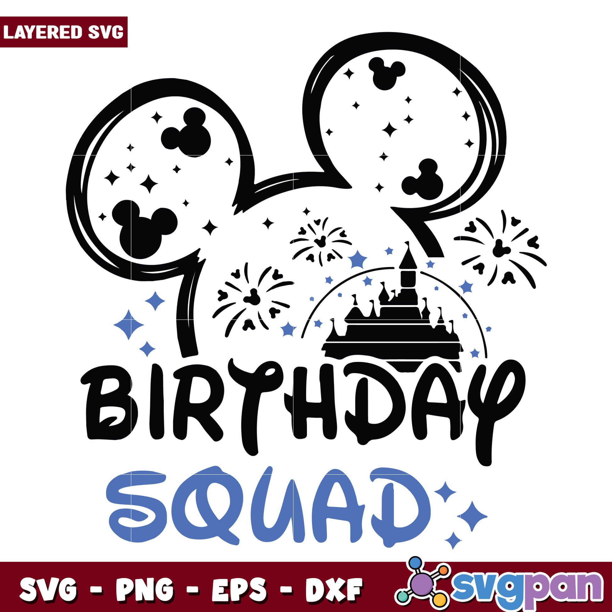 Birthday squad mickey svg, walt disney​ svg, disney plus svg