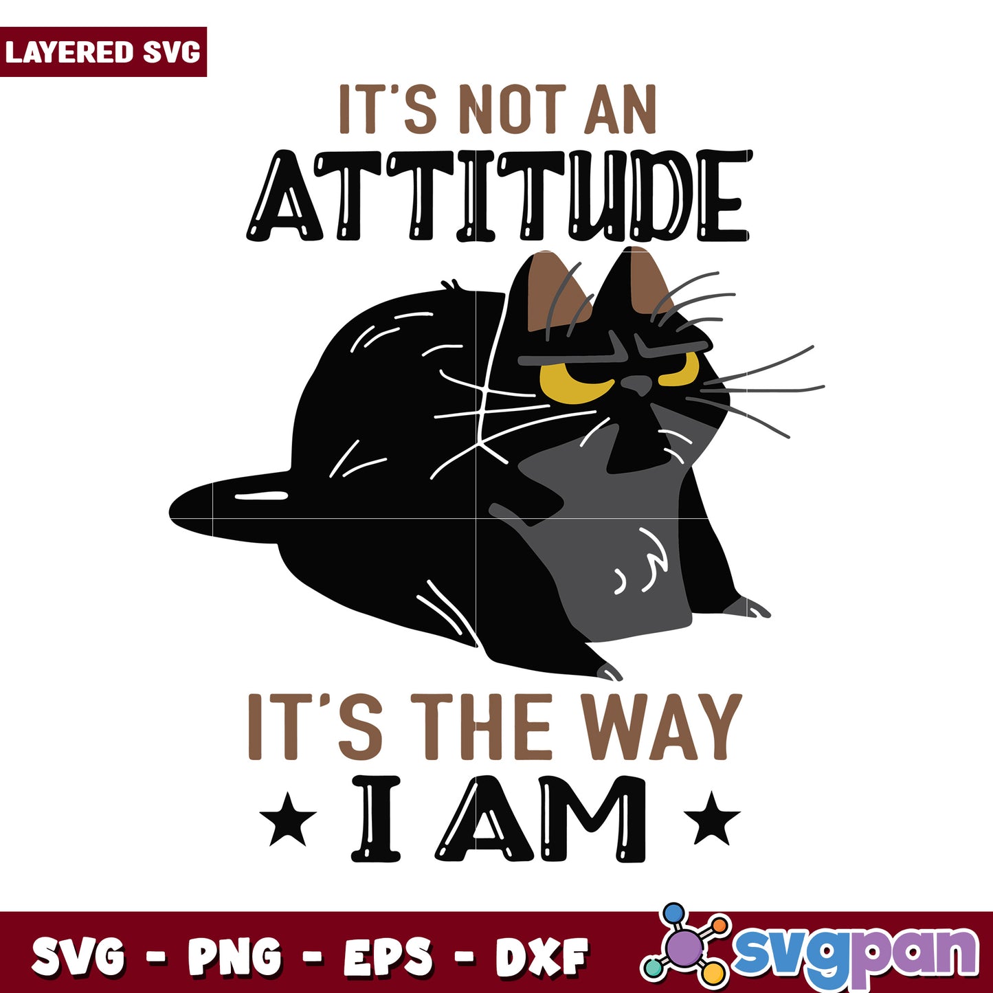 Black Cat SVG Design for Attitude Lovers, Perfect for Apparel and Gifts