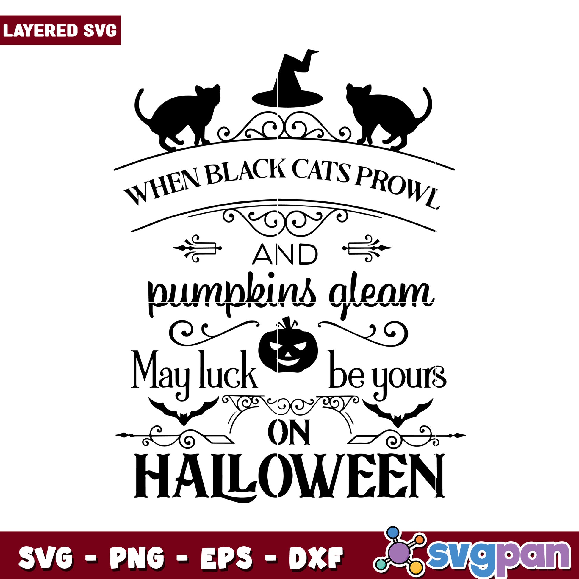 Black Cats and Pumpkins Halloween SVG Design, Perfect for Decor