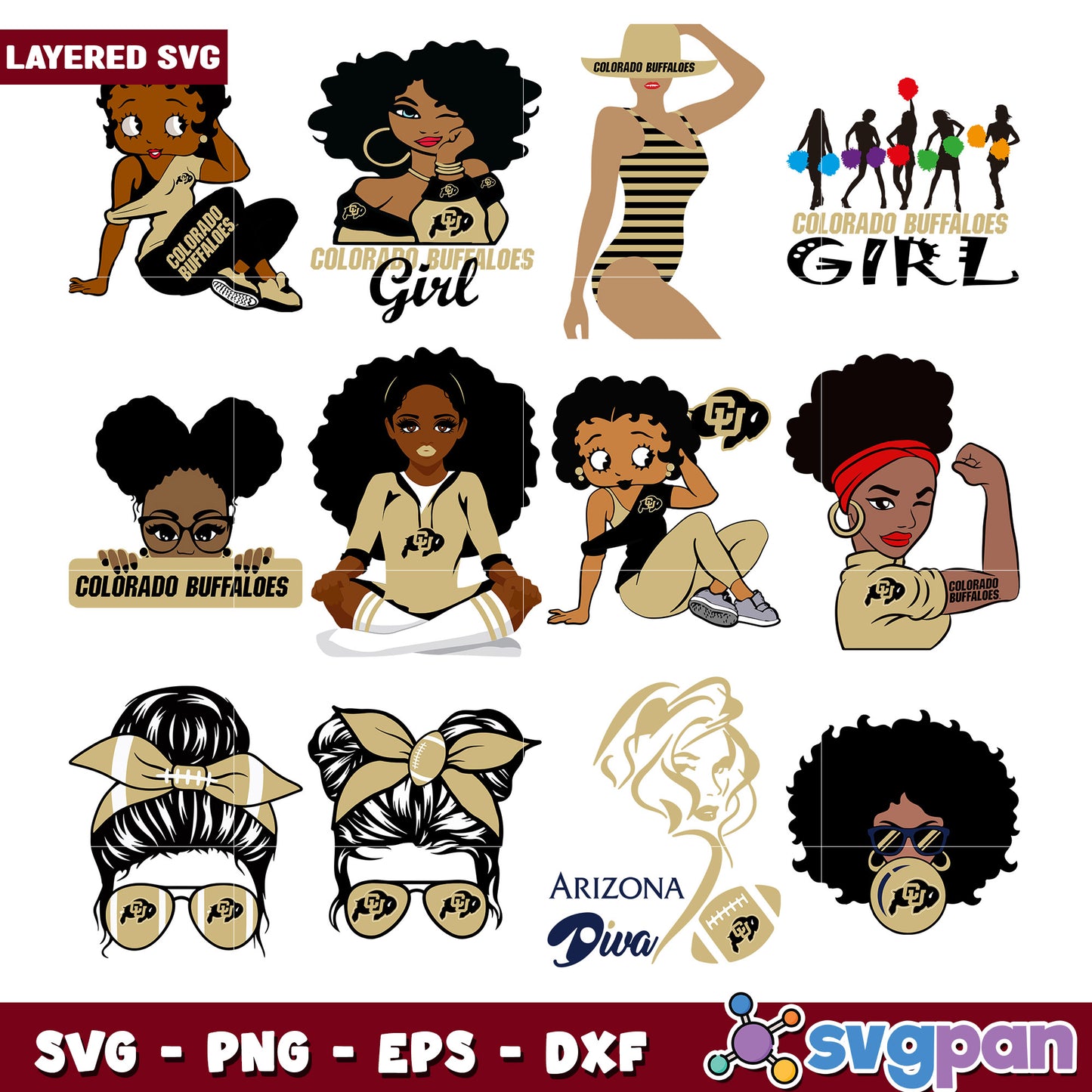Black Girl Magic Colorado Buffaloes SVG Bundle