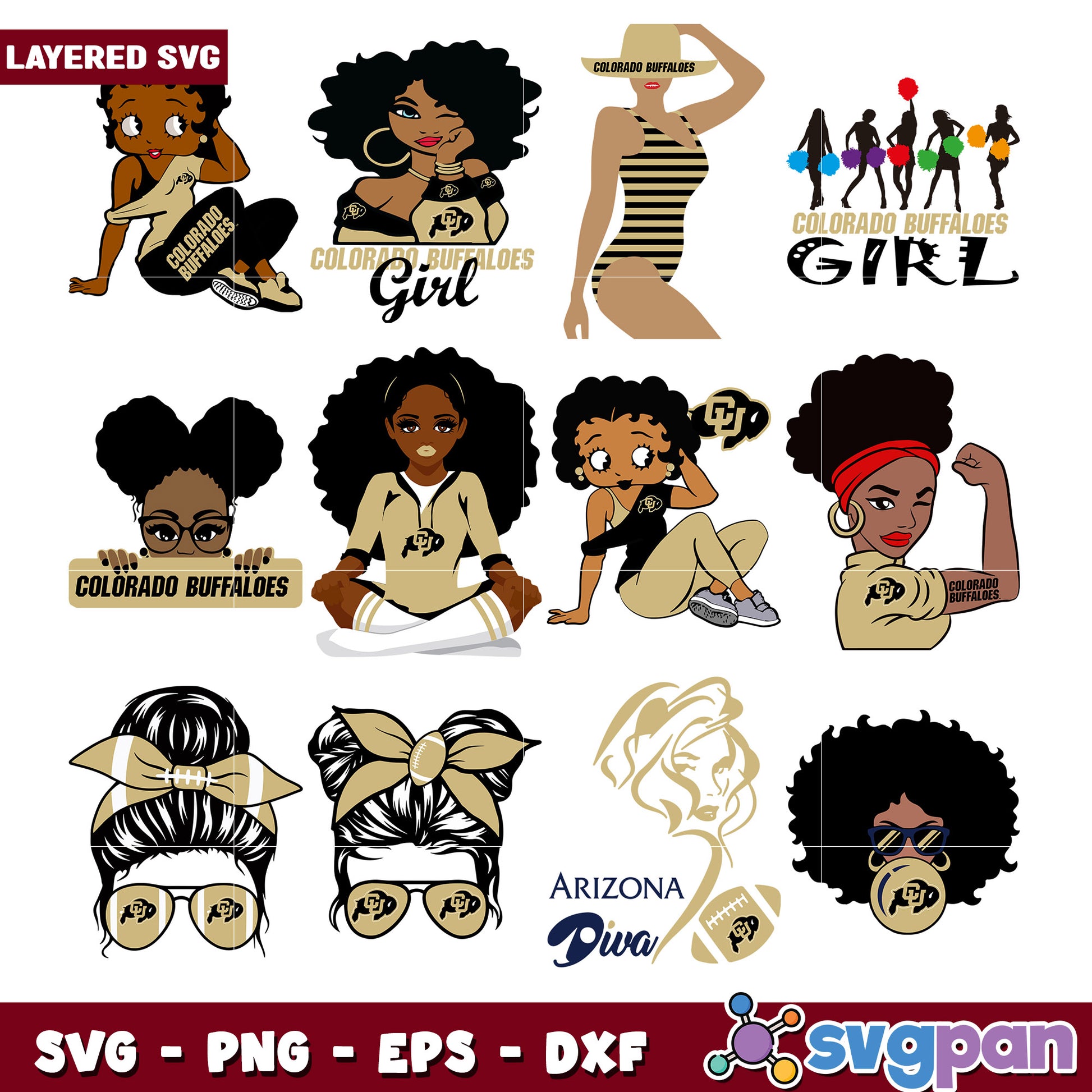 Black Girl Magic Colorado Buffaloes SVG Bundle