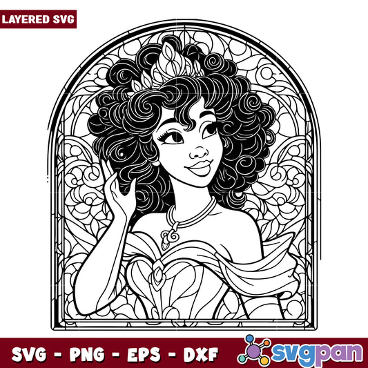 Black Princess SVG Coloring Page