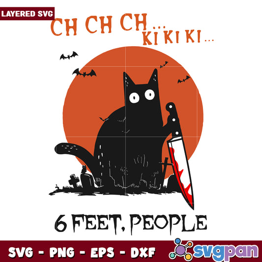 Black cat 6 feet people svg, halloween costumes svg, spirit halloween svg