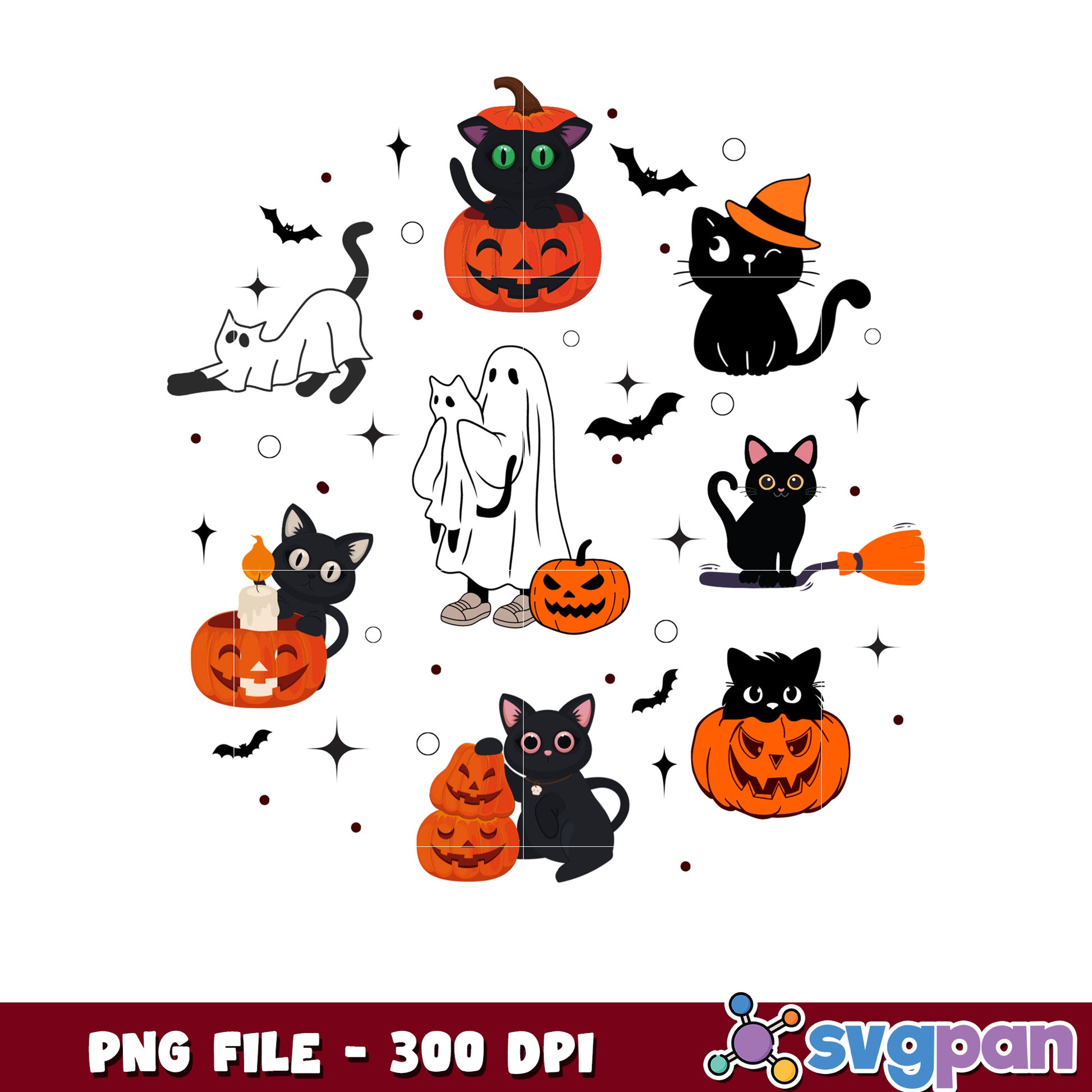 Black cat halloween png, halloween background png, halloween candy png