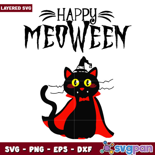 Black cat happy halloween svg, halloween costumes svg, spirit halloween svg