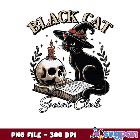 Black cat social club png, halloween cartoons​ png, happy halloween png