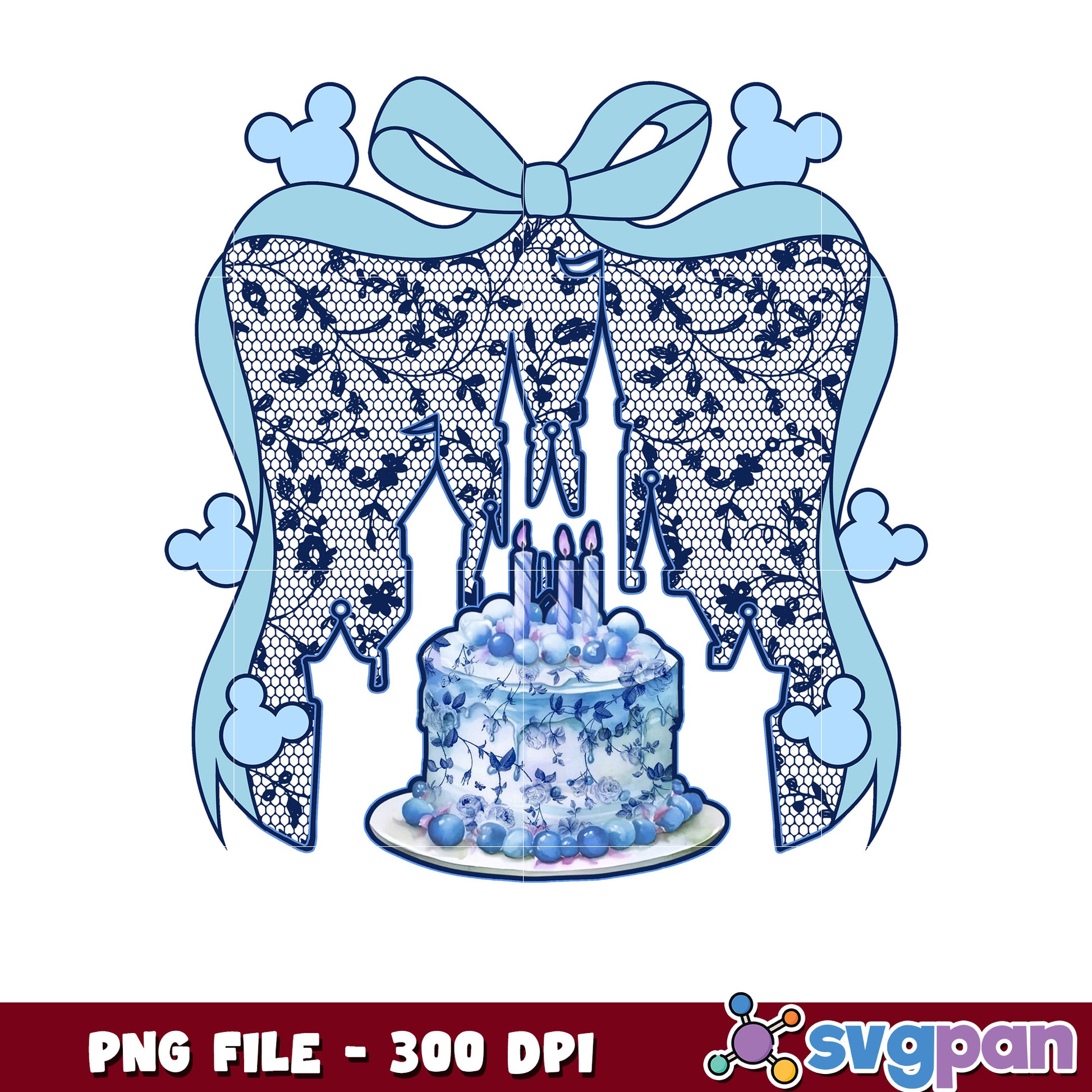 Blue Mickey Mouse Birthday Cake PNG 300 DPI