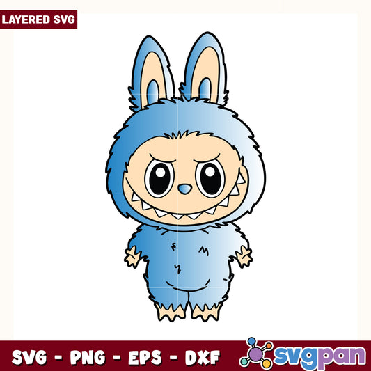 Blue labubu design svg, cute labubu toys svg, labubu cartoon svg