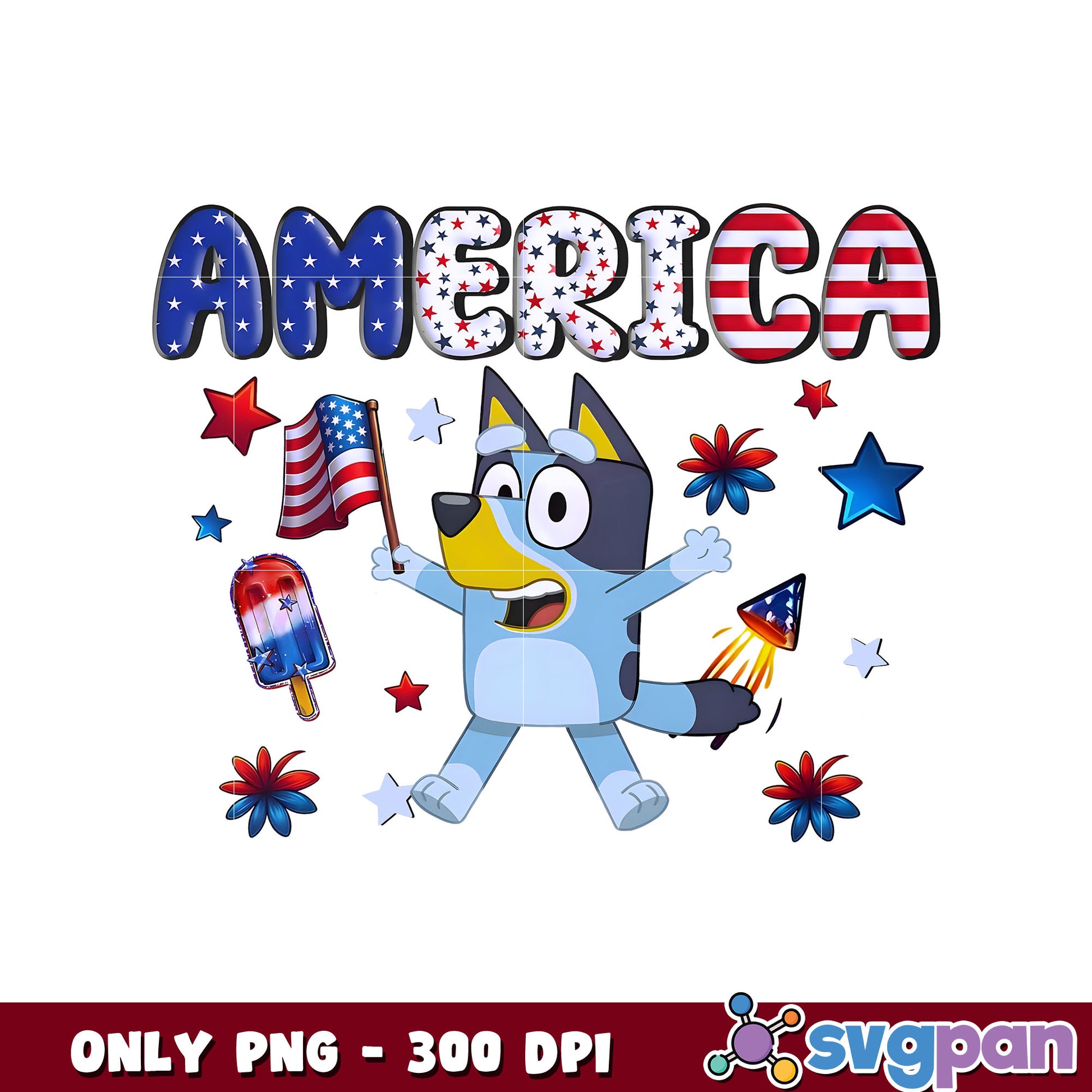 Bluey America 4th Of July png, bluey in america​ png, bluey dog png