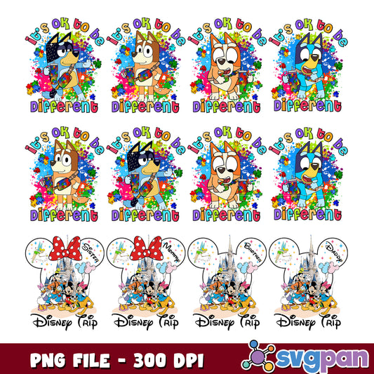 Bluey Autism PNG Bundle Disney Trip