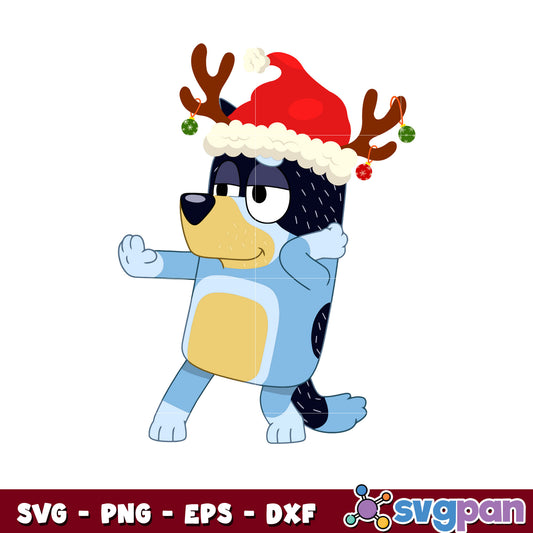 Bluey Bandit Christmas design svg, bluey christmas hat svg
