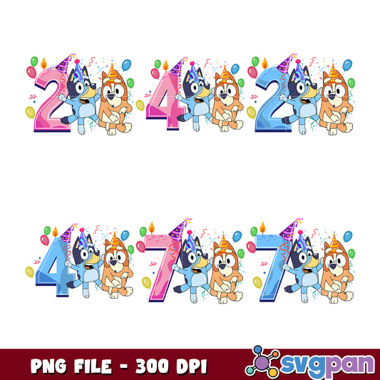 Bluey Bingo Birthday PNG Bundle