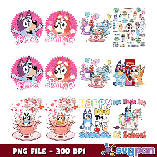 Bluey Bingo Bundle PNG 300 DPI