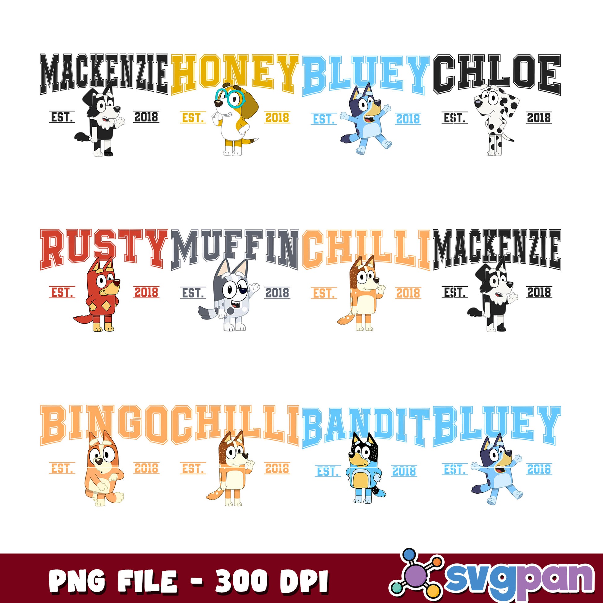 Bluey Bingo Chilli PNG Bundle 300 DPI