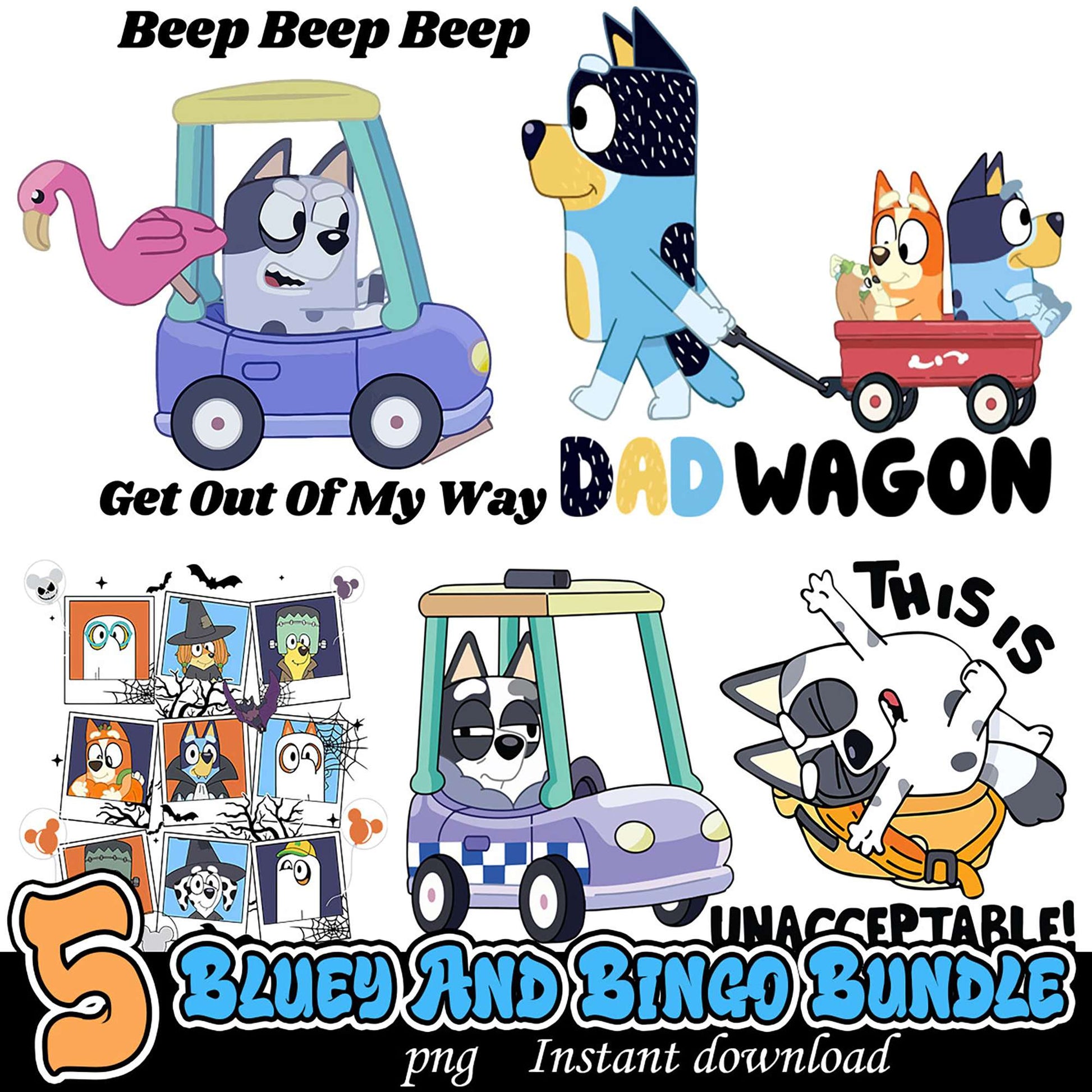 Bluey Bingo PNG Bundle 5 Instant Downloads