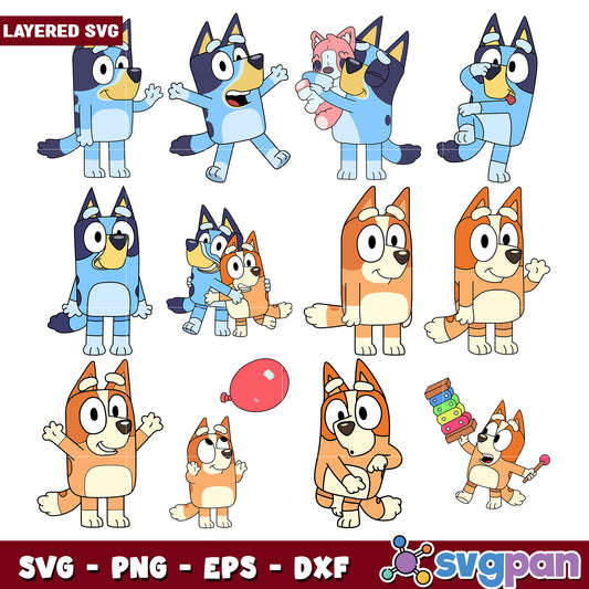 Bluey Bingo SVG Bundle Layered Cut Files