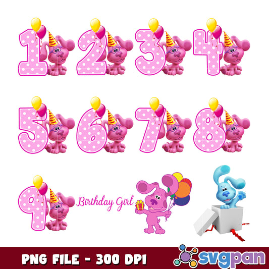 Bluey Birthday Numbers PNG 300 DPI