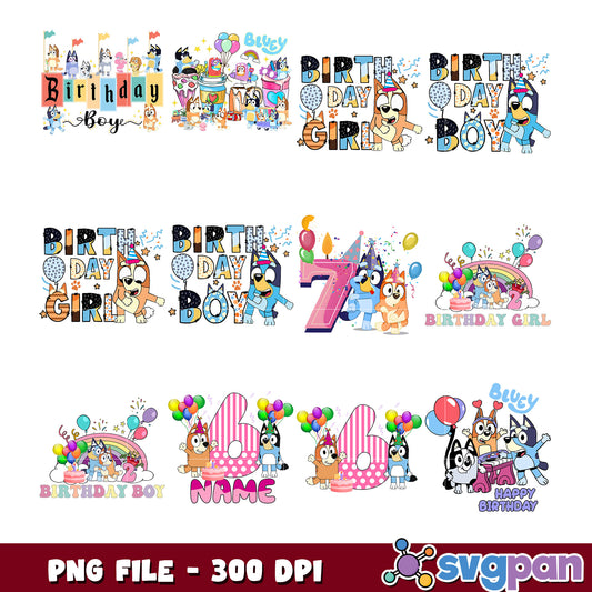 Bluey Birthday PNG Bundle 300 DPI