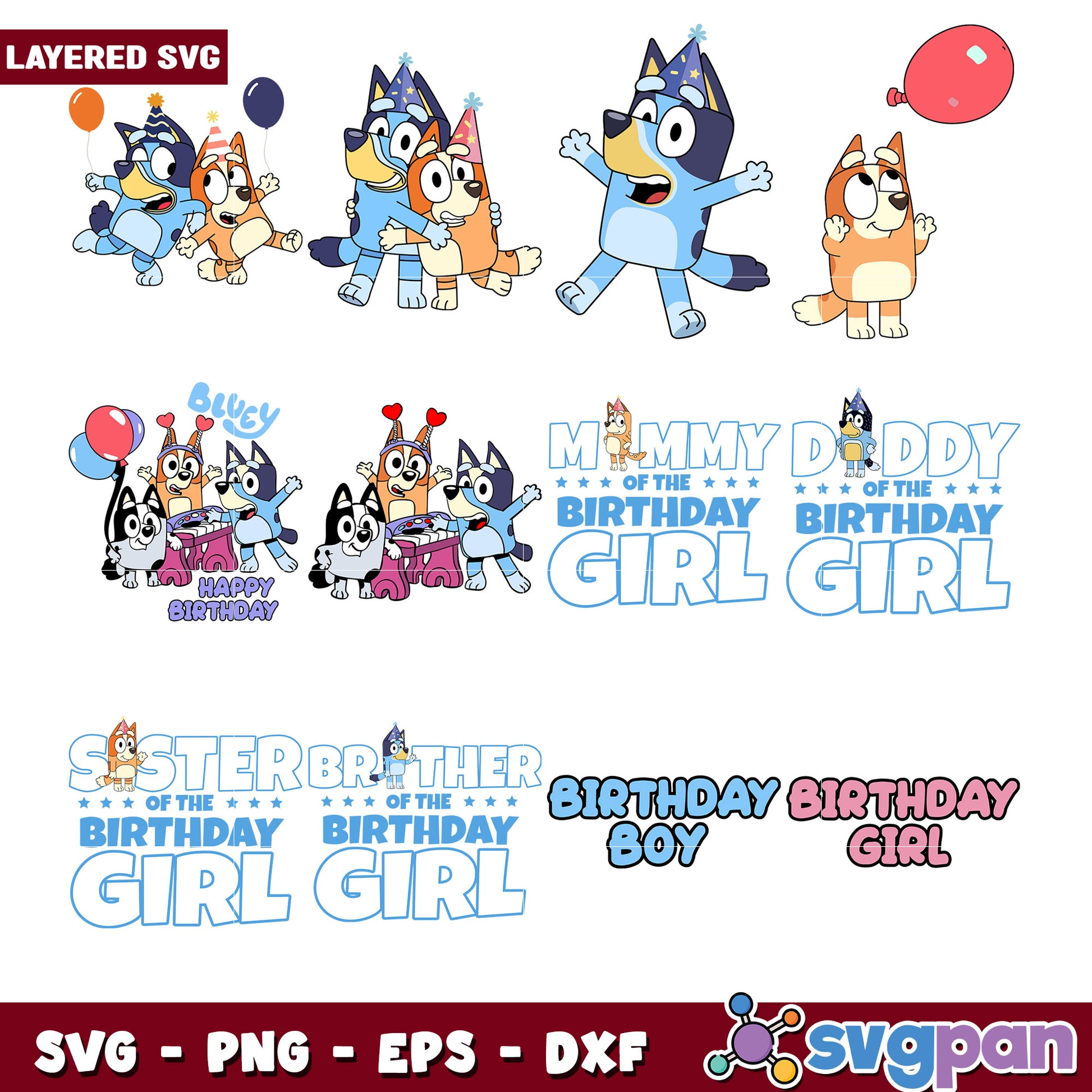 Bluey Birthday SVG Bundle