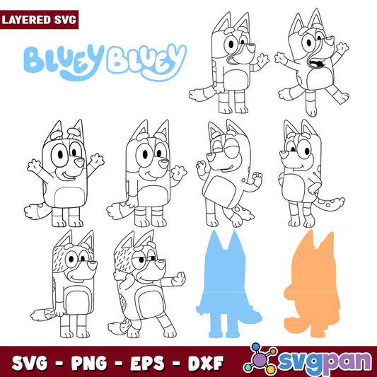 Bluey Bundle SVG Layered Cut Files