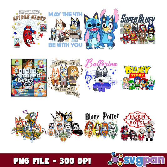 Bluey Character Bundle PNG 300 DPI