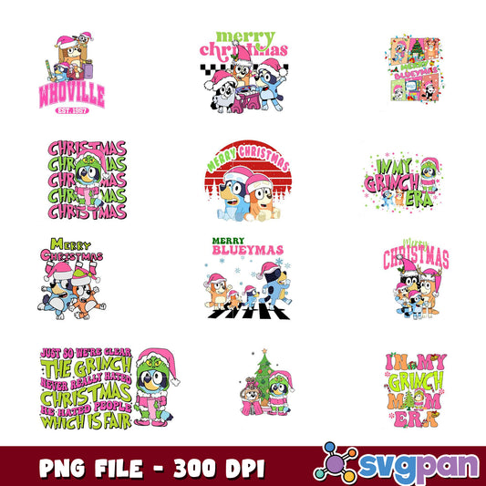 Bluey Christmas PNG Bundle - 300 DPI