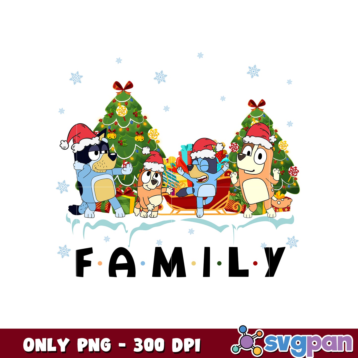 Bluey Christmas hat family png