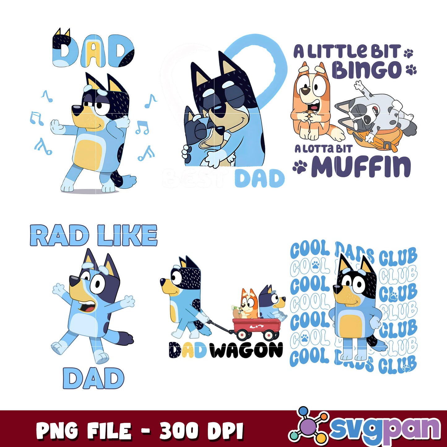 Bluey Dad Bundle PNG 300 DPI