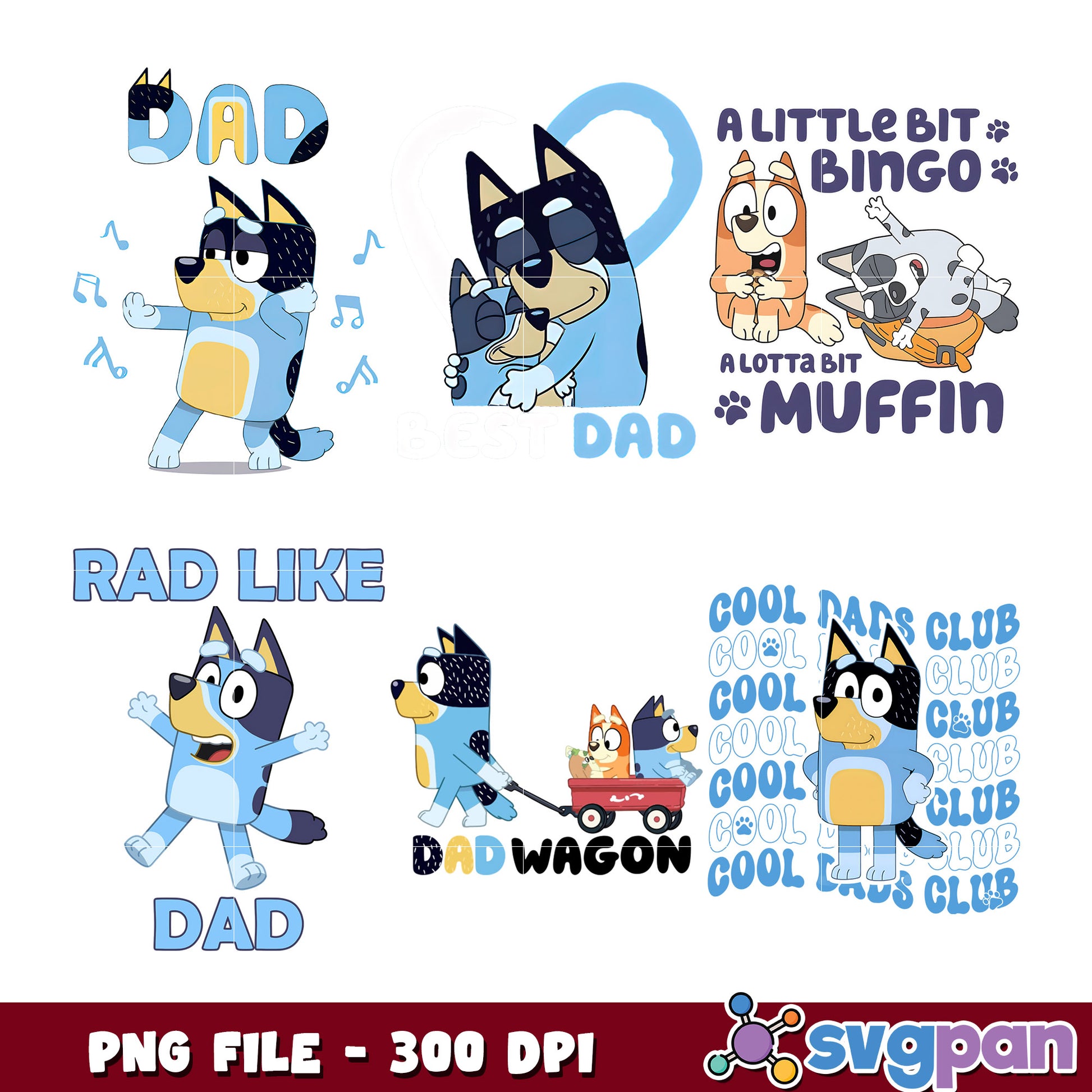 Bluey Dad Bundle PNG 300 DPI