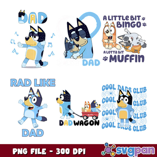 Bluey Dad Bundle PNG 300 DPI