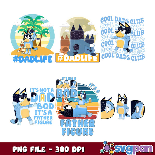 Bluey Dad Life PNG Bundle 300 DPI
