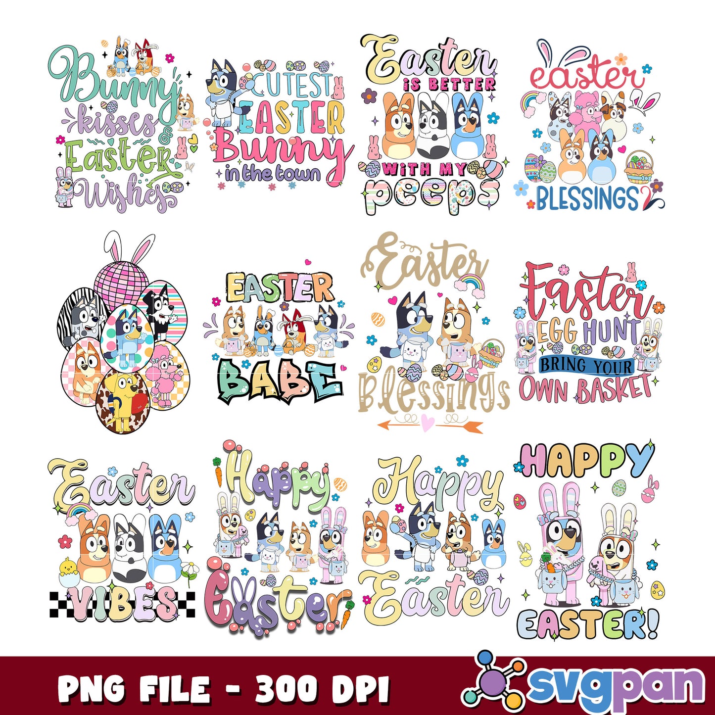 Bluey Easter Bundle PNG 300 DPI