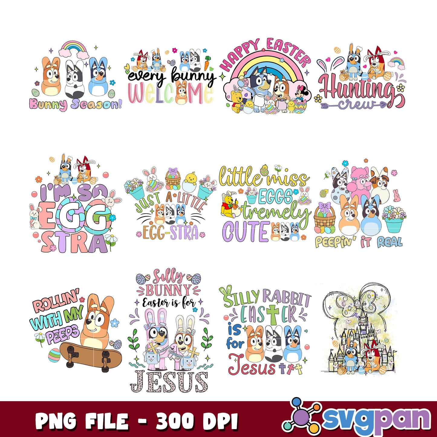 Bluey Easter Bunny SVG Bundle PNG 300 DPI