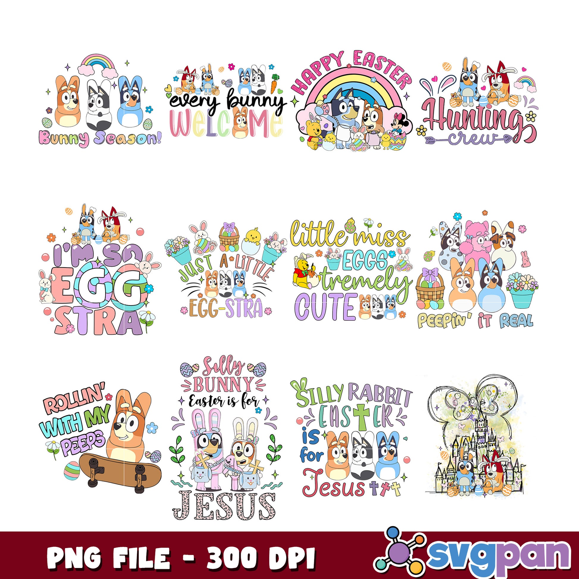 Bluey Easter Bunny SVG Bundle PNG 300 DPI