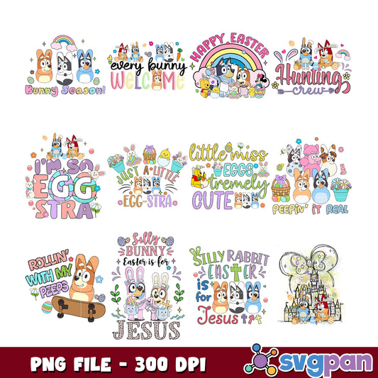 Bluey Easter Bunny SVG Bundle PNG 300 DPI
