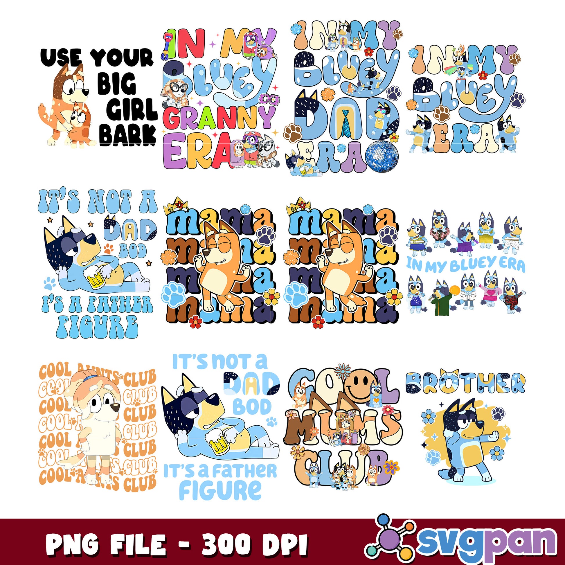 Bluey Family PNG Bundle 300 DPI